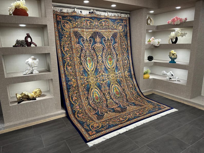 7x10 Bamboo Silk Oriental Rug, Turkish Design