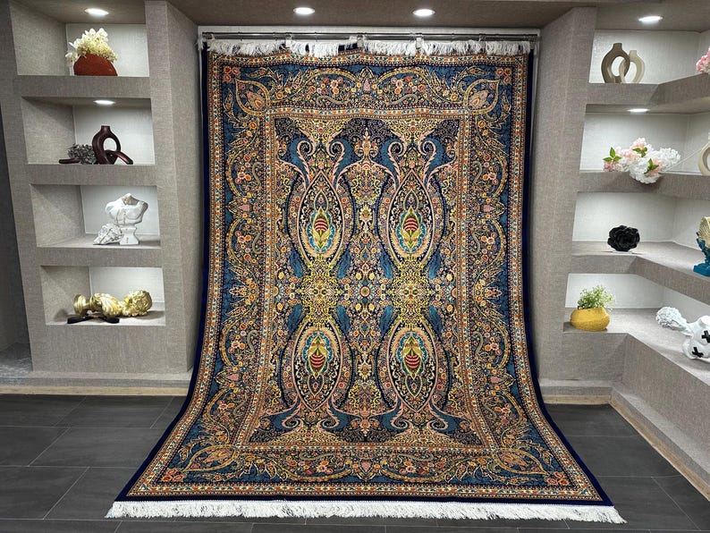 7x10 Bamboo Silk Oriental Rug, Turkish Design