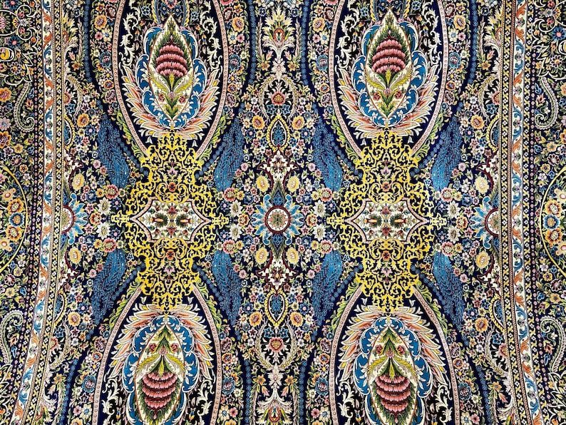 7x10 Bamboo Silk Oriental Rug, Turkish Design