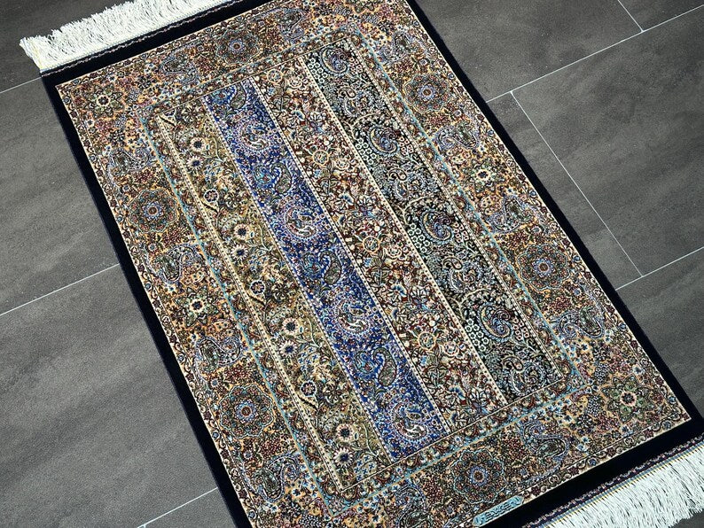 2x3 Small Silk Rug/Gift Rug/2x3 Silk Fringed Rug/2x3 Area Rug/High Quality Rug/2x3 Bamboo Silk Rug/Shal Design Rug/Super Fine Rug/Turkey Rug