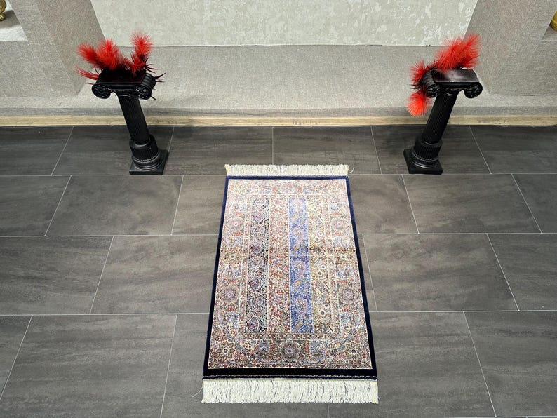 2x3 Small Silk Rug/Gift Rug/2x3 Silk Fringed Rug/2x3 Area Rug/High Quality Rug/2x3 Bamboo Silk Rug/Shal Design Rug/Super Fine Rug/Turkey Rug