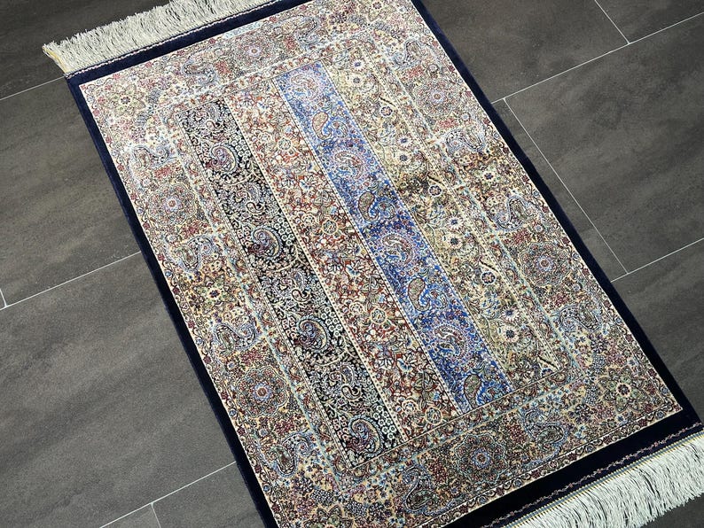 2x3 Small Silk Rug/Gift Rug/2x3 Silk Fringed Rug/2x3 Area Rug/High Quality Rug/2x3 Bamboo Silk Rug/Shal Design Rug/Super Fine Rug/Turkey Rug