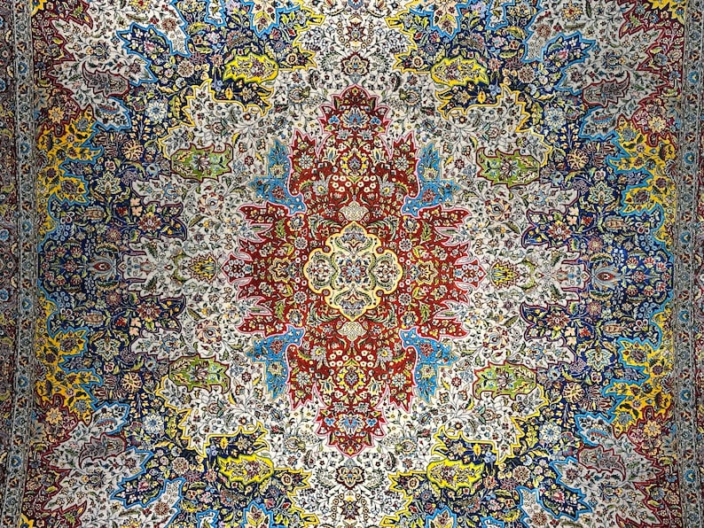7x10 Colorful Luxurious Silk Rug/7x10 Silk And Wool Rug / Rug For Palace / 7x10 Unique Rug / Top Quality Rug / Silk Carpet 7x10 / Boho Decor