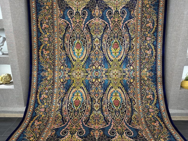 7x10 Bamboo Silk Oriental Rug, Turkish Design