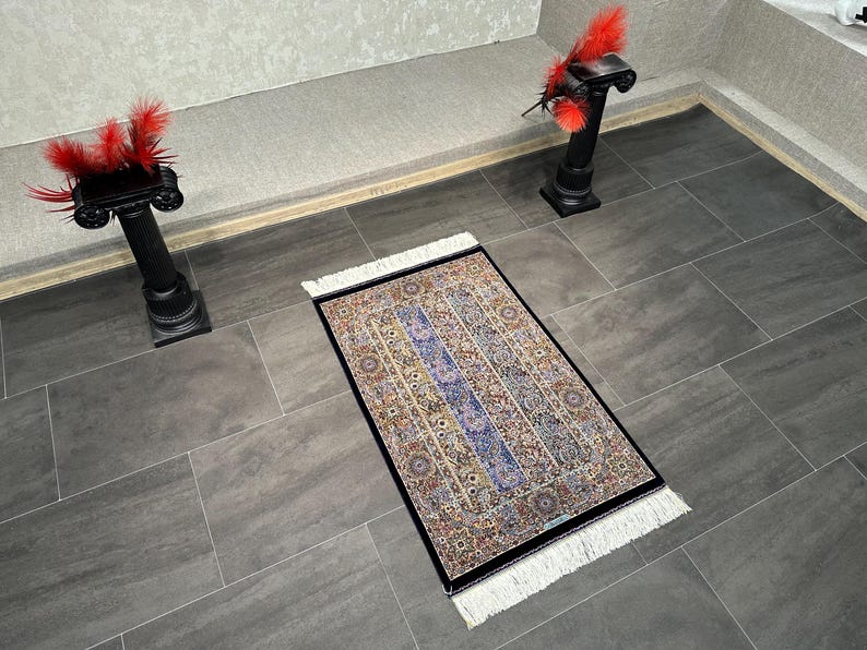 2x3 Small Silk Rug/Gift Rug/2x3 Silk Fringed Rug/2x3 Area Rug/High Quality Rug/2x3 Bamboo Silk Rug/Shal Design Rug/Super Fine Rug/Turkey Rug