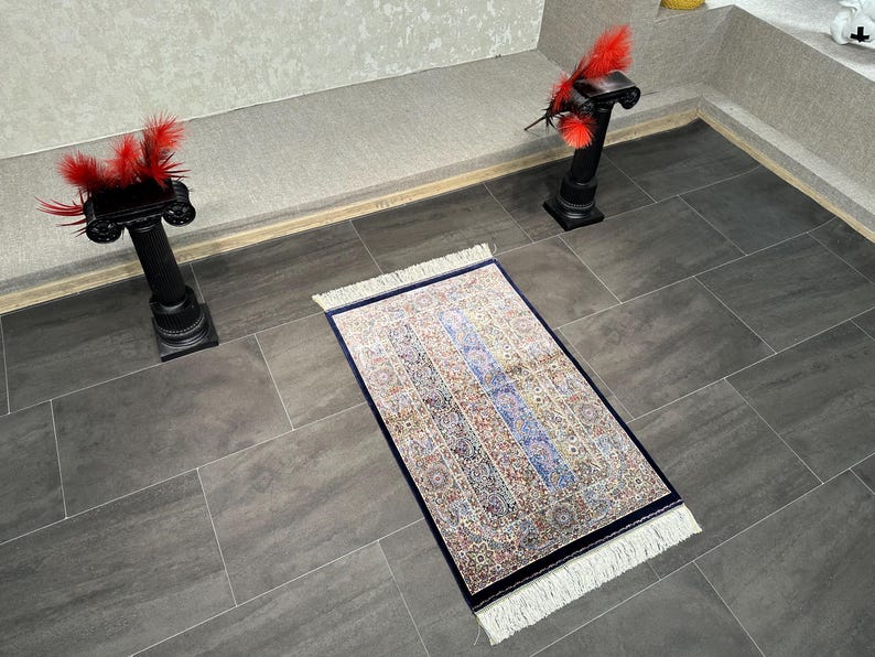 2x3 Small Silk Rug/Gift Rug/2x3 Silk Fringed Rug/2x3 Area Rug/High Quality Rug/2x3 Bamboo Silk Rug/Shal Design Rug/Super Fine Rug/Turkey Rug