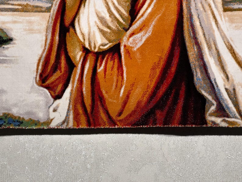 Madonna and Child Silk Tapestry - Religious Wall Hanging Rug (1.6x2.3 Ft)