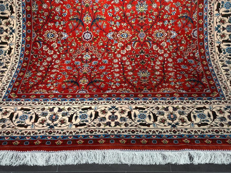 7x10 Red Oriental Rug / Silk And Wool Area Rug / Oriental Red Rug / Soft Silk Unique Rug / Top Quality Rug / Rug For Palace / Unique Carpet