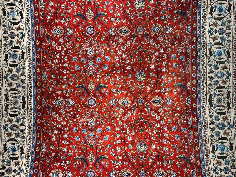 7x10 Red Oriental Rug / Silk And Wool Area Rug / Oriental Red Rug / Soft Silk Unique Rug / Top Quality Rug / Rug For Palace / Unique Carpet