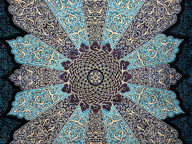 7x10 Navy Blue Rug / Rug For Living Room / Top Quality Silk Rug / %100 Silk Carpet / Rug For Palace / Rustic Rug 7x10 / Oriental Rug 7x10