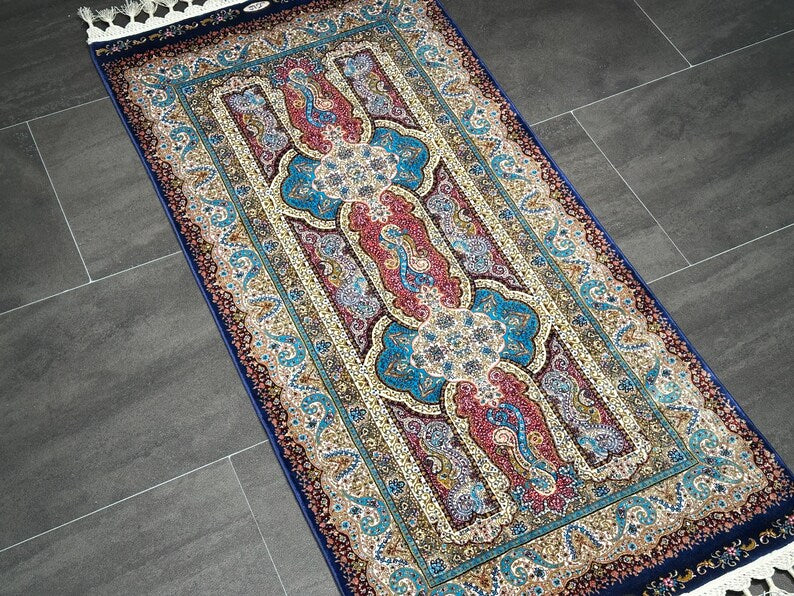 2x4 Unique Silk Rug, 2x4 Gift Silk Rug, Bamboo Silk Rug, 2x4 Mini Silk Rug, Colorful Rug 2x4, Soft Rug 2x4, Oriental Mini Rug 2x4,Home Decor