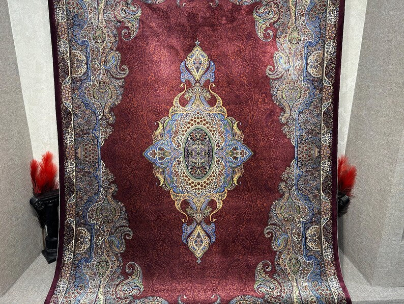5'5 x 7'8 Ft Red Silk Rug, Whose Edges And Fringes Are Handcrafted, 6x8 Red Rug, Turkish Red Carpet, Living Room Rug, Home Decor, 6x8 Silk Rug