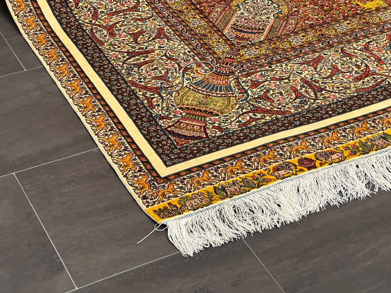 7x10 Luxurıous Silk Rug, Aesthetic Luxurıous Rug, 7x10 Unique Carpet, 7x10 Area Rug, Turkish Silk Rug, Oriental Special Design Carpet 7x10