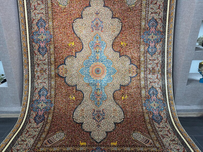 7x10 Luxurıous Silk Rug, Aesthetic Luxurıous Rug, 7x10 Unique Carpet, 7x10 Area Rug, Turkish Silk Rug, Oriental Special Design Carpet 7x10