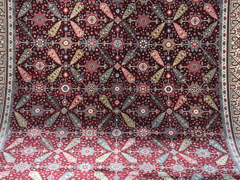 7x10 Red Cream Oriental Rug, Turkish Silk And Wool Carpet, 7x10 Turkish Carpet, Home Decor, Rug For Palace, Home Decor, Soft Red Carpet 7x10