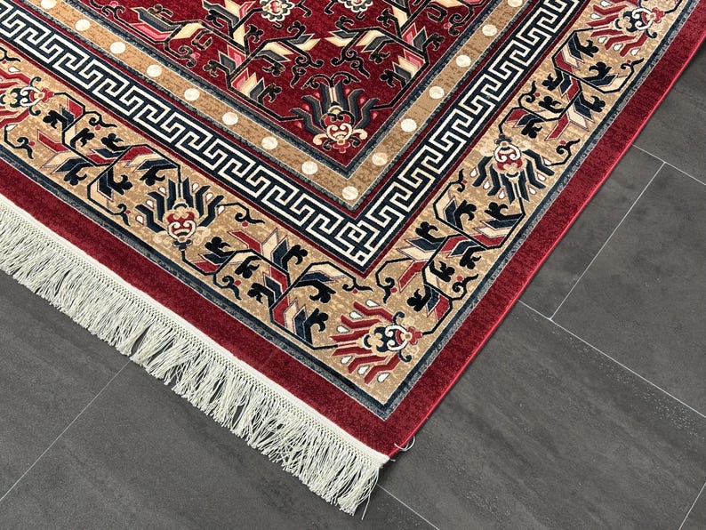 Red Silk Rug 7x10, Top Quality Silk Rug, Oriental Silk Rug, Classic Designed Silk Rug, Home Decor, Super Fine Silk Rug, Rug For Palace, 7x10
