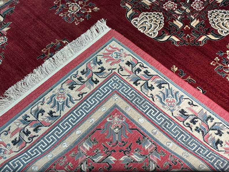Red Silk Rug 7x10, Top Quality Silk Rug, Oriental Silk Rug, Classic Designed Silk Rug, Home Decor, Super Fine Silk Rug, Rug For Palace, 7x10