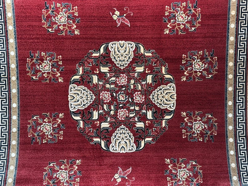 Red Silk Rug 7x10, Top Quality Silk Rug, Oriental Silk Rug, Classic Designed Silk Rug, Home Decor, Super Fine Silk Rug, Rug For Palace, 7x10