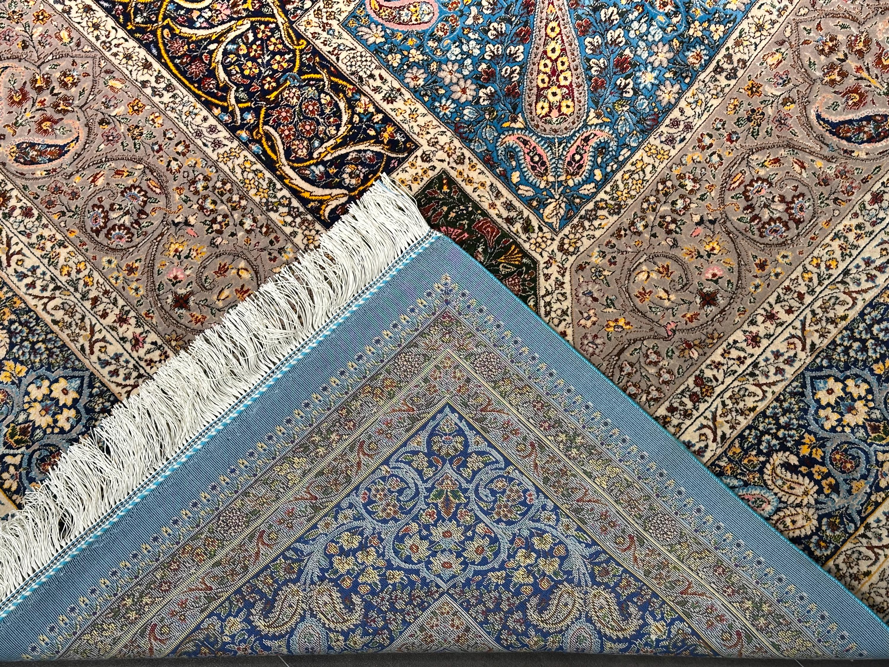 7x10 Light Blue Rug / Silk And Wool Carpet /7x10 Area Rug / Rug For Palace / 7x10 Top Quality Rug / 7x10 Silk Area Rug / Super Soft Rug 7x10
