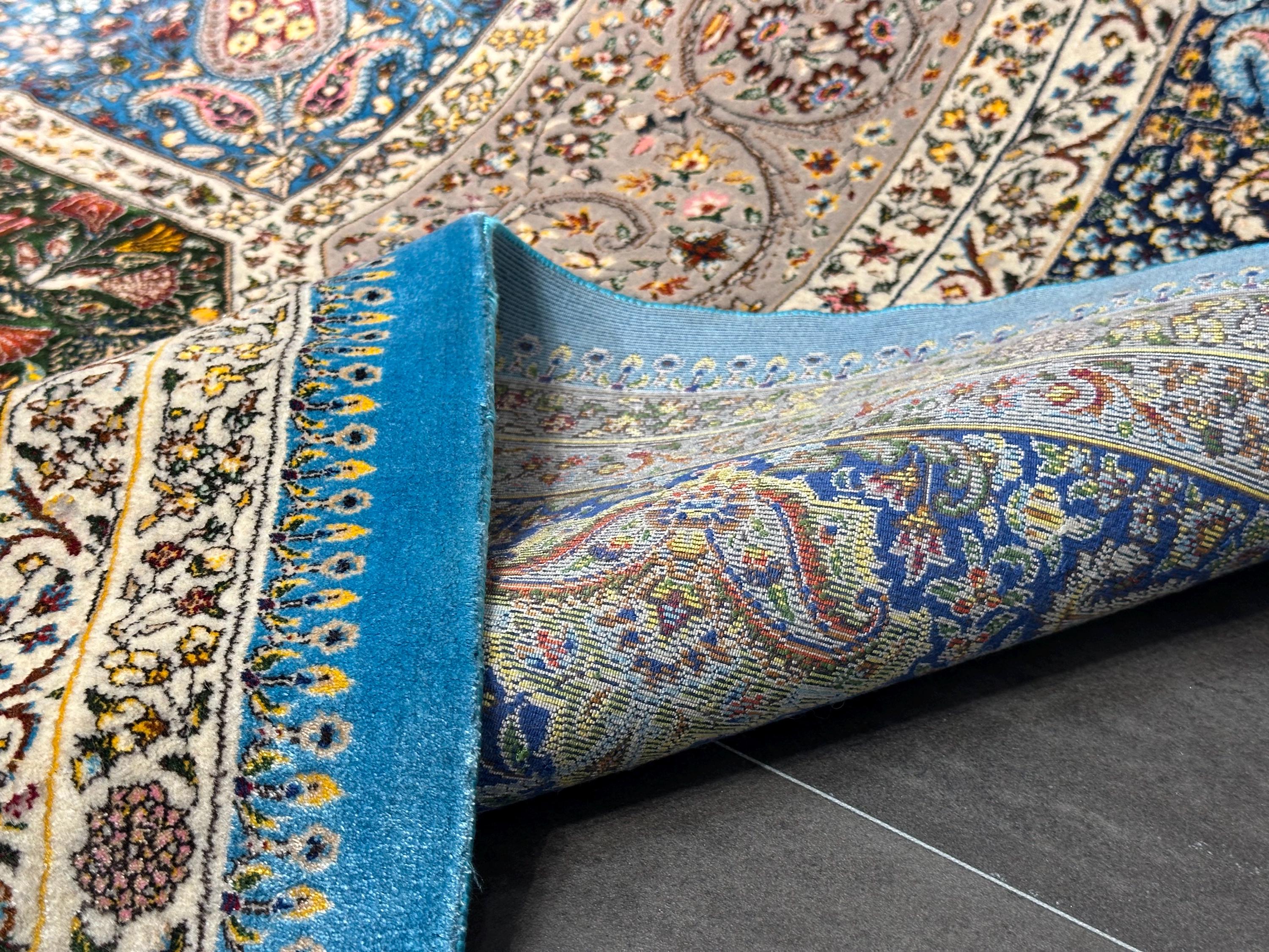 7x10 Light Blue Rug / Silk And Wool Carpet /7x10 Area Rug / Rug For Palace / 7x10 Top Quality Rug / 7x10 Silk Area Rug / Super Soft Rug 7x10