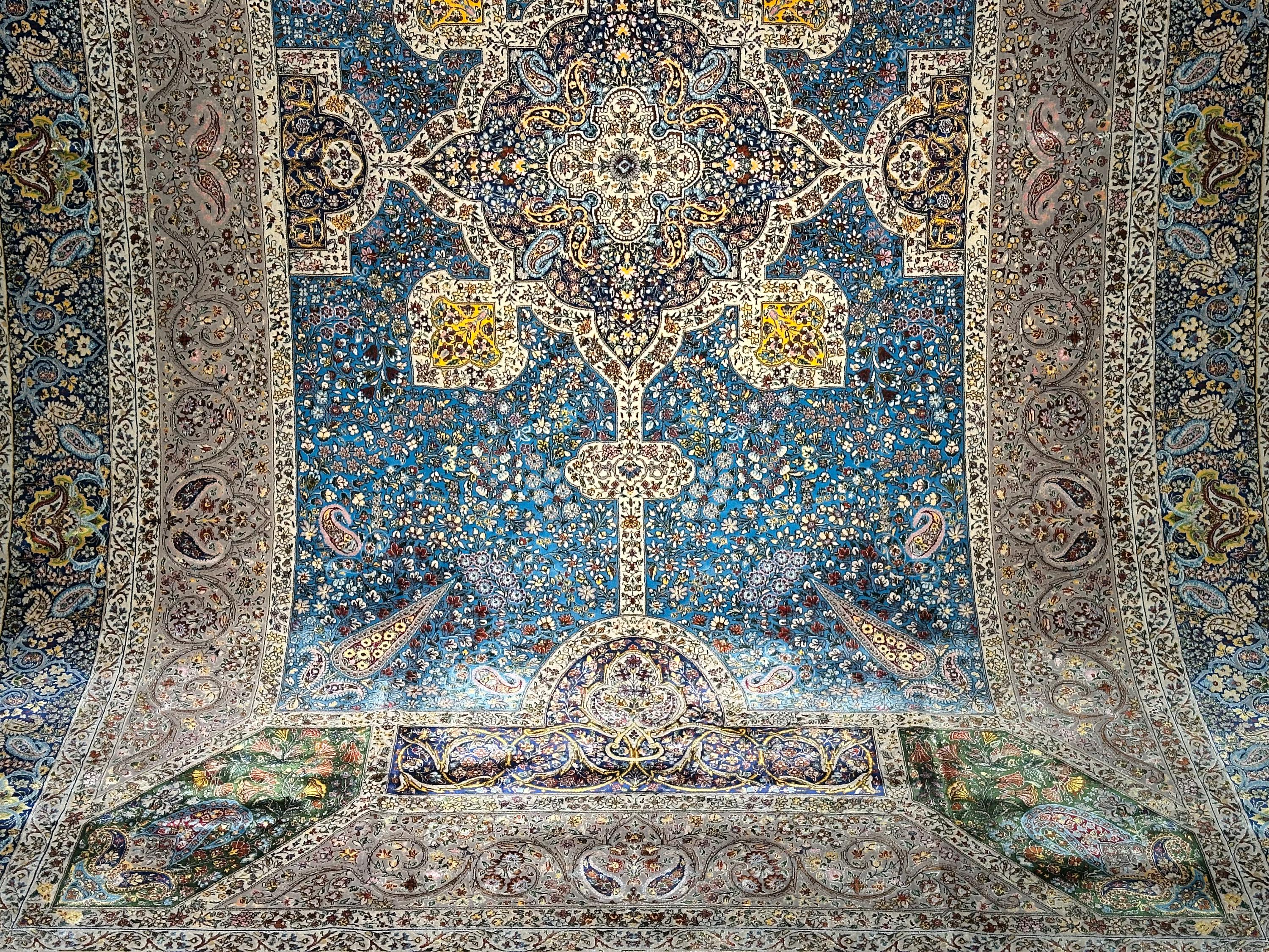 7x10 Light Blue Rug / Silk And Wool Carpet /7x10 Area Rug / Rug For Palace / 7x10 Top Quality Rug / 7x10 Silk Area Rug / Super Soft Rug 7x10